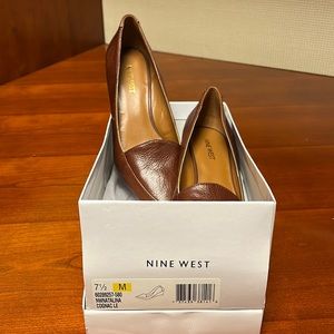 Nine West cognac wedge heels
